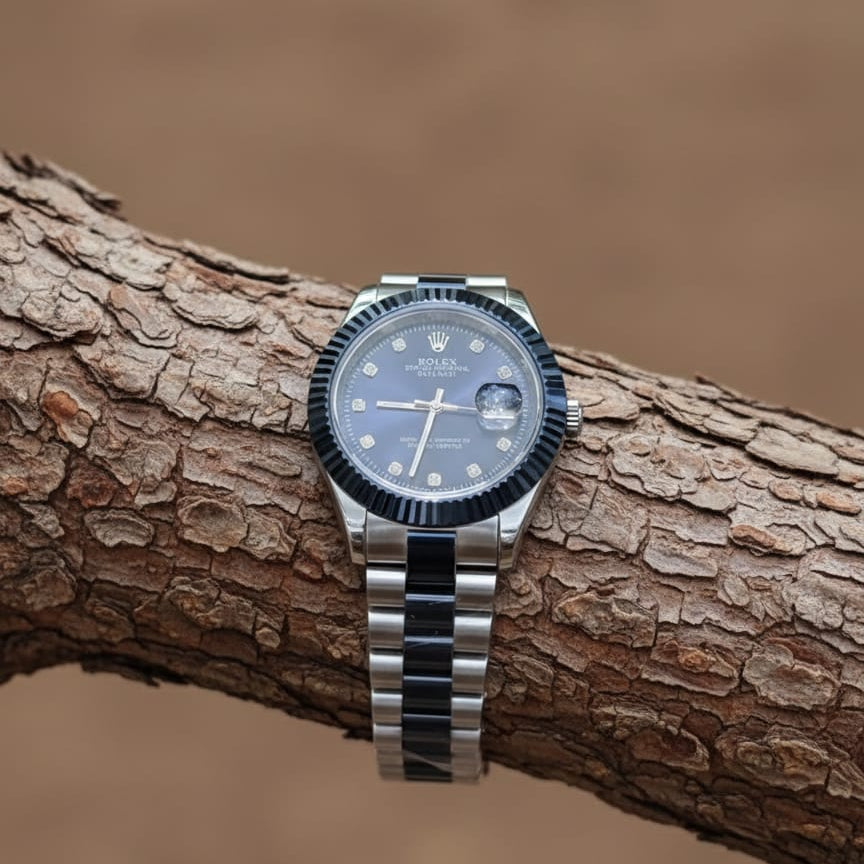 Rolex Oyster Perpetual Datejust A beautiful combination of blue diamonds and a sparkling bezel