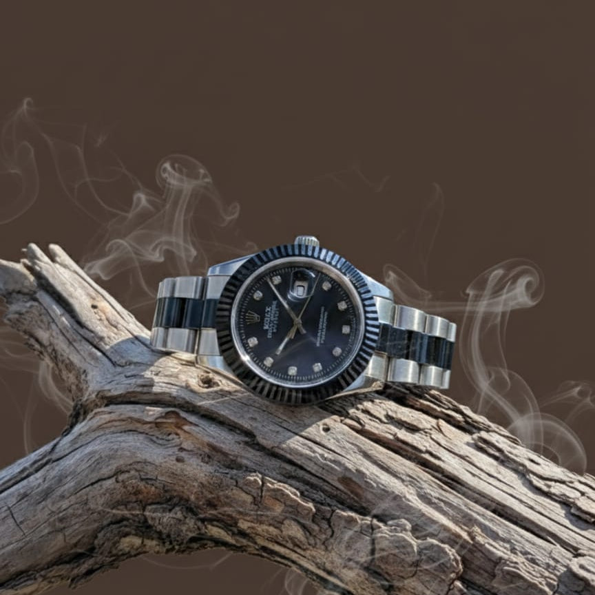 Rolex Oyster Perpetual Datejust A beautiful combination of blue diamonds and a sparkling bezel