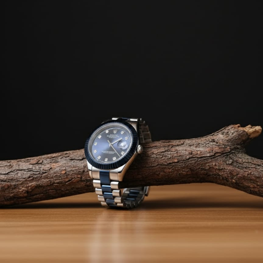 Rolex Oyster Perpetual Datejust A beautiful combination of blue diamonds and a sparkling bezel